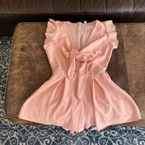 pink, tie front jumper, size small, good condition.